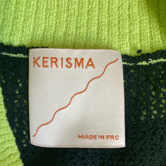 Kerisma Knit Top Black and Neon Green Striped Sweater Bold - Picture 6 of 8